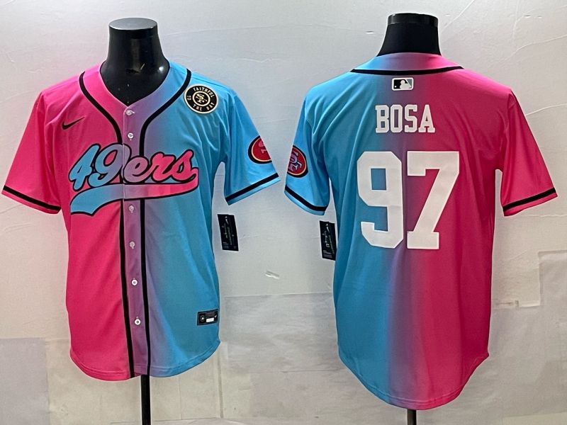 Men 2025 San Francisco 49ers #97 Bosa Pink Blue Nike Limited NFL Jersey 07->san francisco 49ers->NFL Jersey